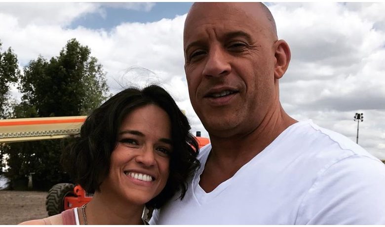 Vin Diesel and Michelle Rodriguez pose for a photo.