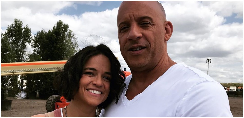 Vin Diesel and Michelle Rodriguez pose for a photo.