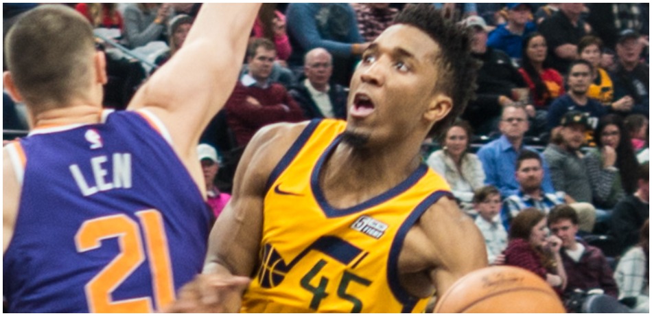 Donovan Mitchell looks to score the basketball.