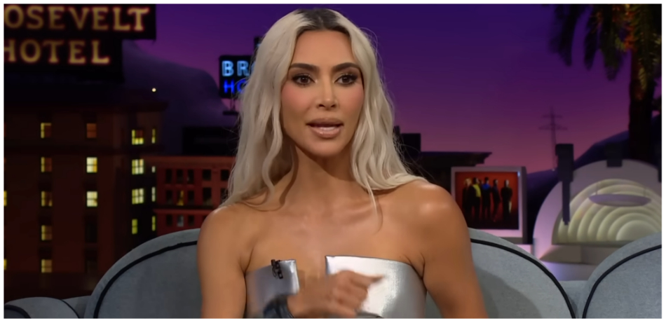 Kim Kardashian during an interview with James Corden.