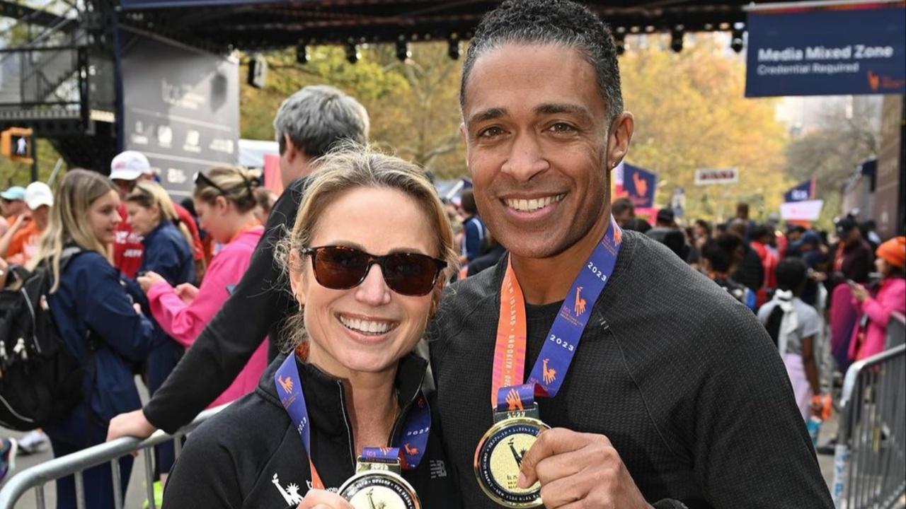 T.J. Holmes and Amy Robach at NYC Marathon