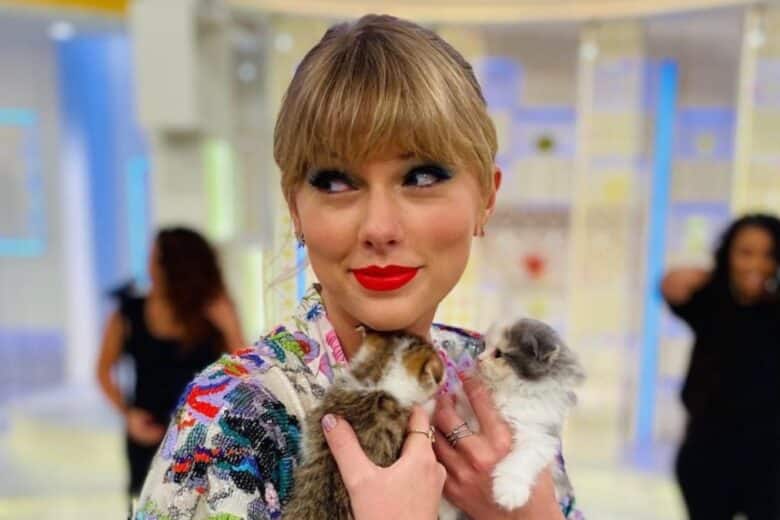 Taylor Swift with her cat.