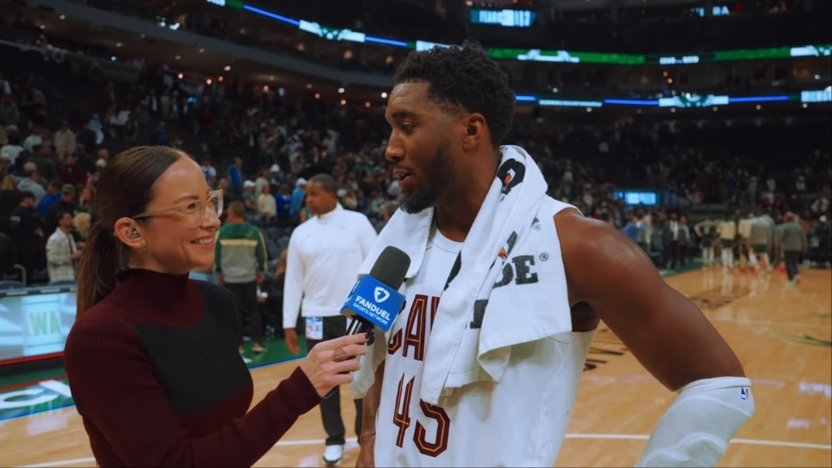 Donovan Mitchell gets interviewed by Serena Winters