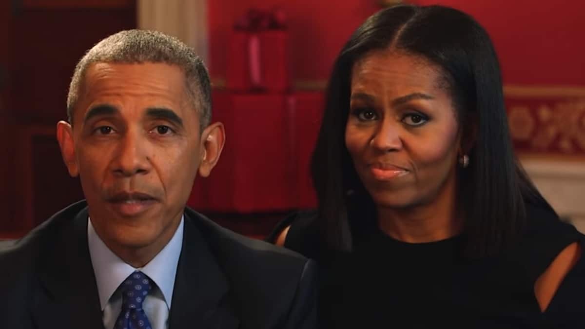 Barack Obama and Michelle Obama during interview